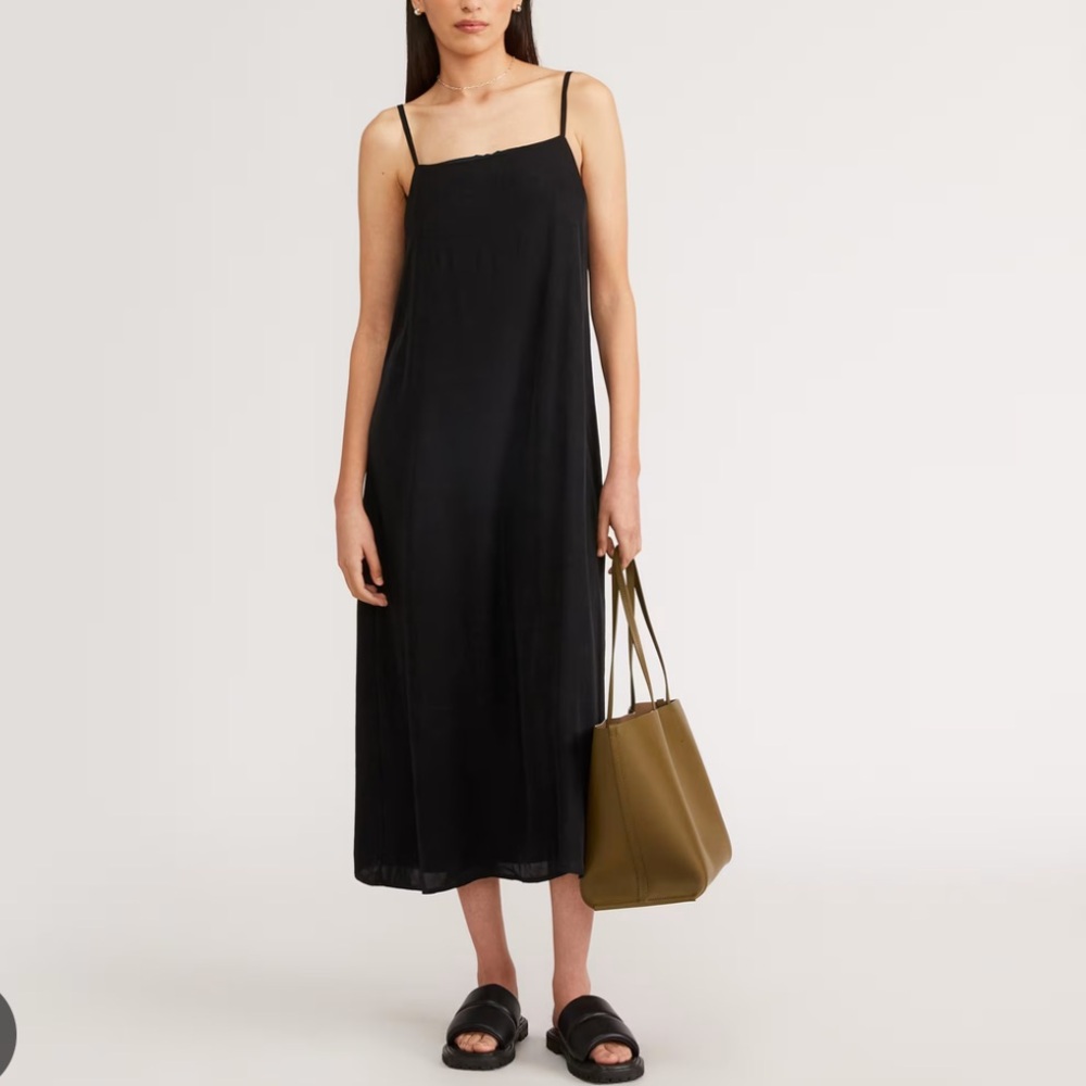 Everlane Satin Square-Neck Slip Dress, size 0